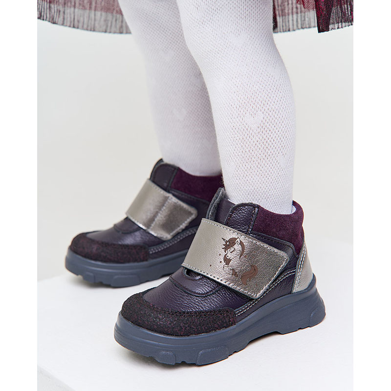 Ботинки малодетские, артикул 2087, цвет черничный купить в интернет-магазине Shoeslel с доставкой по России