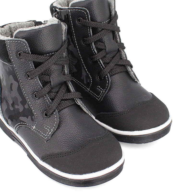 Ботинки малодетские байка, артикул 1035, цвет черный камуфляж купить в интернет-магазине Shoeslel с доставкой по России