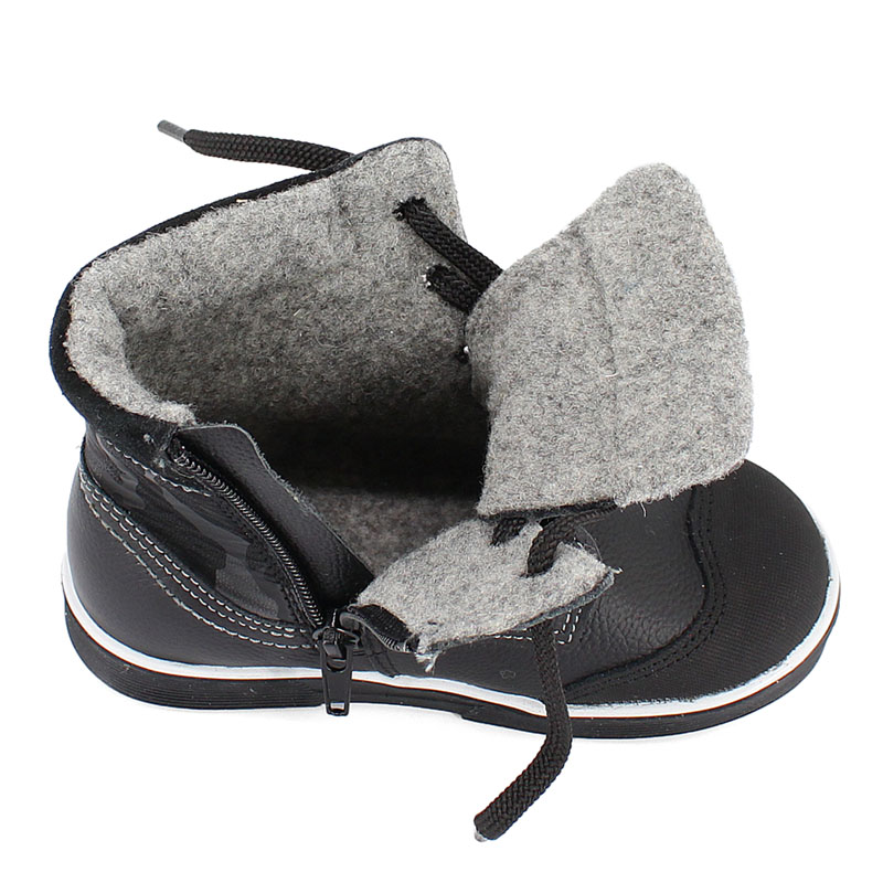 Ботинки малодетские байка, артикул 1035, цвет черный камуфляж купить в интернет-магазине Shoeslel с доставкой по России