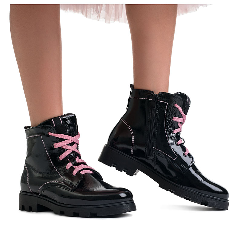 Ботинки байка, артикул 1176, цвет черный/розовый купить в интернет-магазине Shoeslel с доставкой по России