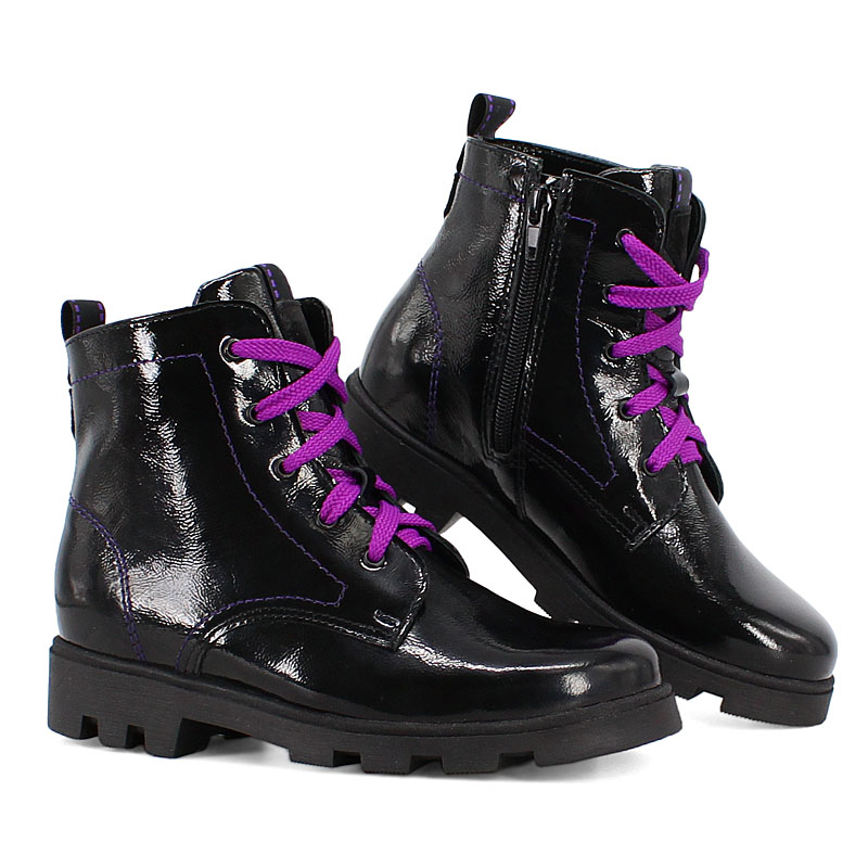 Ботинки байка, артикул 1176, цвет черный/фиолетовый купить в интернет-магазине Shoeslel с доставкой по России