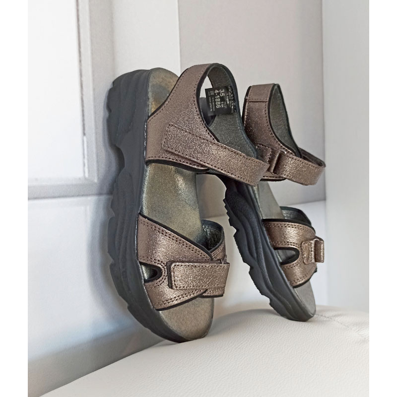 Туфли летние, артикул 1886, цвет бронзовый купить в интернет-магазине Shoeslel с доставкой по России