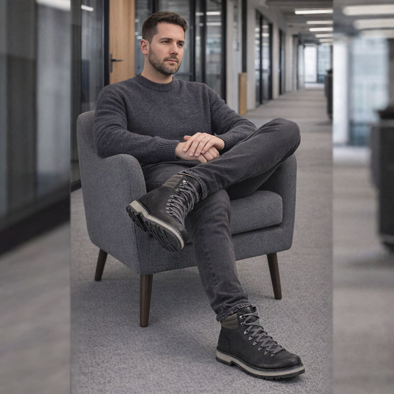 Ботинки, артикул 2572, цвет черно-серый купить в интернет-магазине Shoeslel с доставкой по России